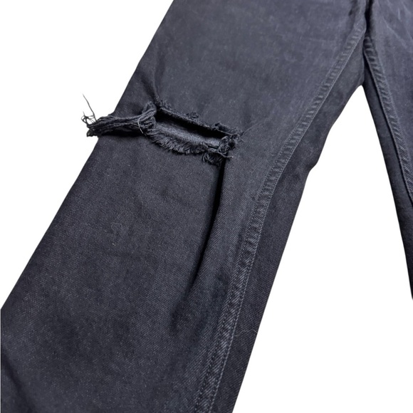 🖤 Re/Done High Rise Ankle Crop Ripped Jet Black Jeans Sz 27 🖤 - Picture 2 of 8